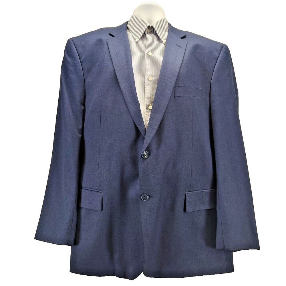 Linea Uomo Men Size 48R Sport Coat Wool Dark Royal Blue Two Button Double Vented